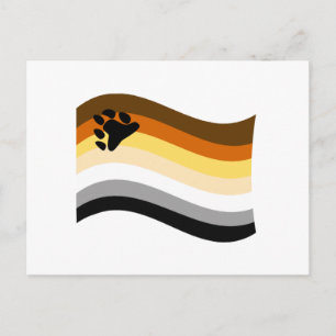 Bear Pride Paw Wavy Flag Postcard