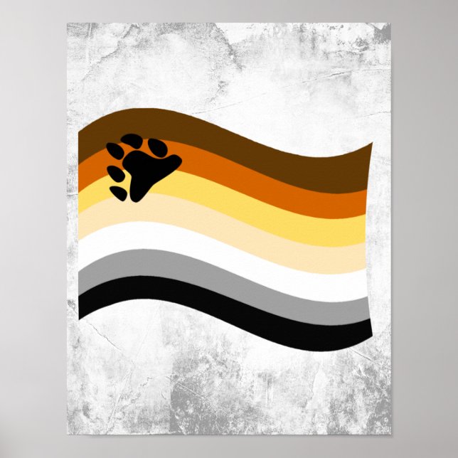 Bear Pride Paw Wavy Flag Poster (Front)