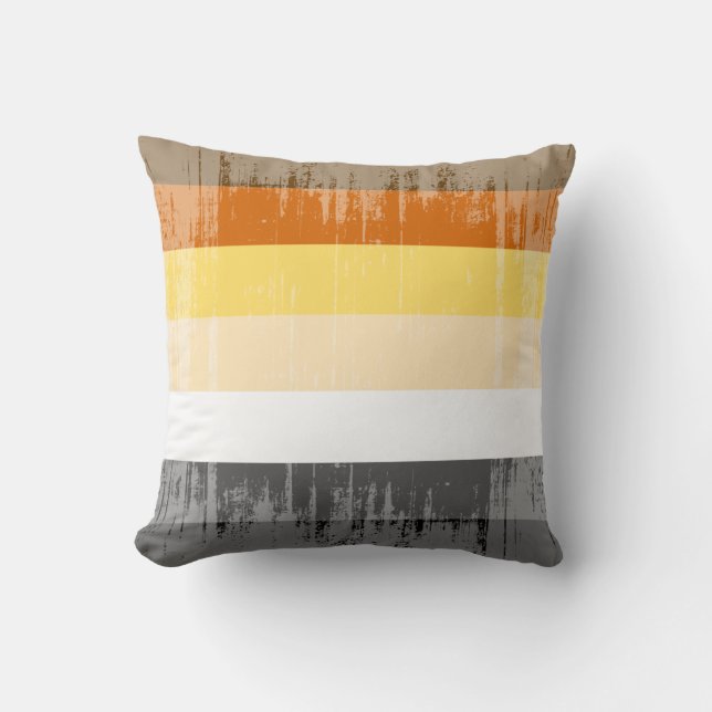 BEAR PRIDE STRIPES DISTRESSED DESIGN THROW PILLOW (Front)