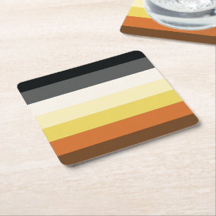 Bear Pride Stripes Square Paper Coaster
