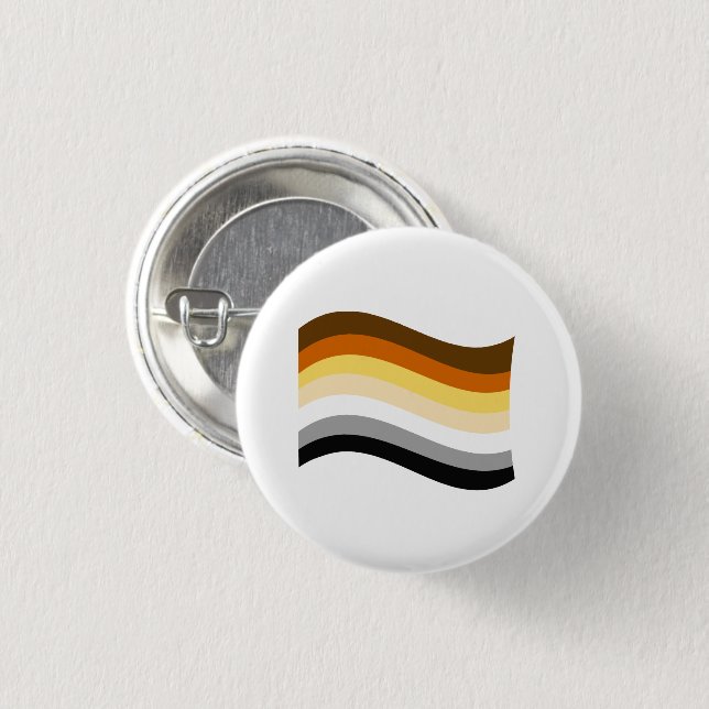 Bear Pride Wavy Flag 1 Inch Round Button (Front & Back)