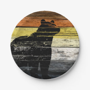 Bear Pride Wood Art Paper Plate
