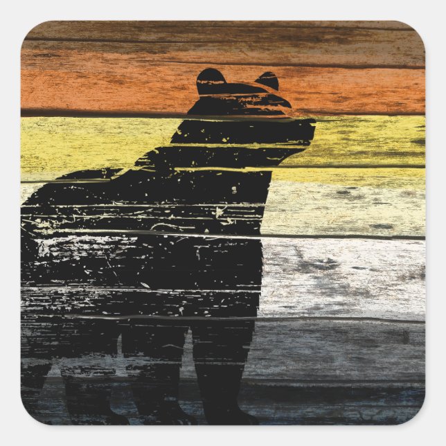 Bear Pride Wood Art  Square Sticker (Front)