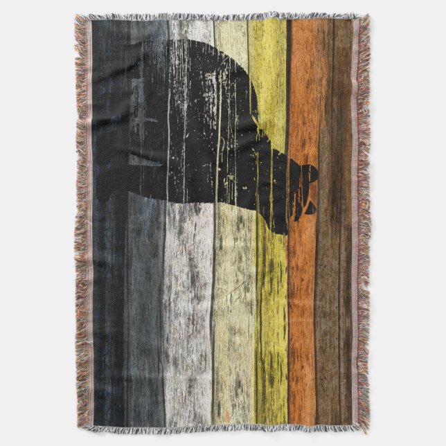 Bear Pride Wood Art Throw Blanket (Front Vertical)