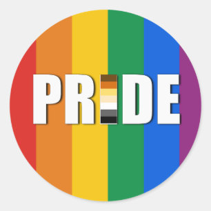 BEAR PRIDE WORD FLAG CLASSIC ROUND STICKER