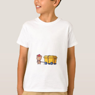 Bear Pulling Yellow Wagon Kids T-Shirt