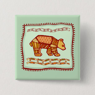 Bear Quilt 2 Inch Square Button