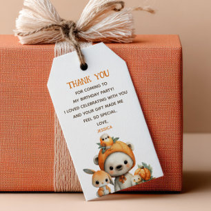Bear Rabbit Bird Fall Kids' Birthday Thank You Gift Tags