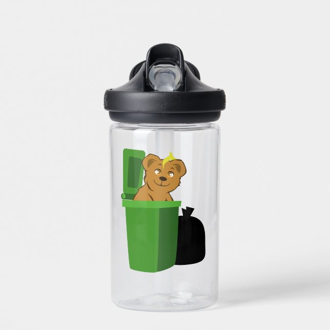 Bear Raiding the Trash Bin Water Bottle (Front)