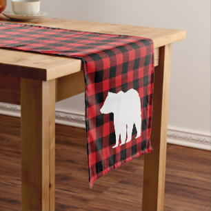 Bear Red Buffalo Check Pattern Table Runner