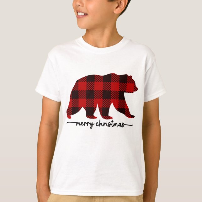 Bear Red Plaid T-Shirt (Front)