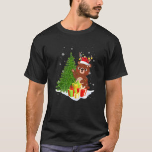 Bear Reindeer Santa Noel Costume Dancing On Snow M T-Shirt