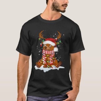 Bear Reindeer Santa Noel Costume Dancing On Snow M T-Shirt