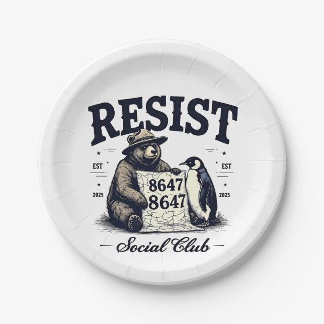 Bear Resist Protect National Park Anti Trump 8647  Paper Plate (Front)