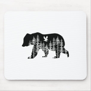 Bear Retro Forest Trees Outdoors Wildlife Camping Mouse Pad