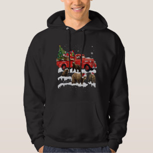 Bear Riding Red Truck Merry Christmas X-mas Ugly G Hoodie