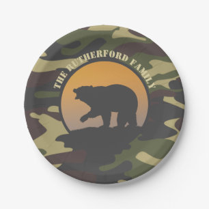 Bear Roar and Camo Paper Plate