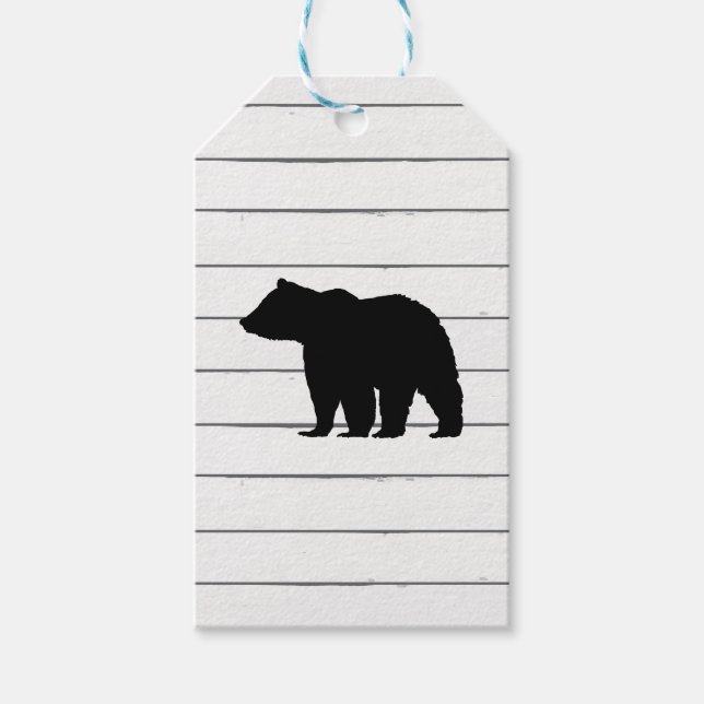 Bear Rustic Wilderness Wood Gift Tags (Front)