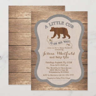 Bear Rustic Wood Baby Shower Invitation