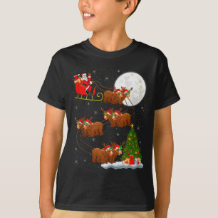 Bear Santa Sleigh Flying Funny Magical Christmas T T-Shirt