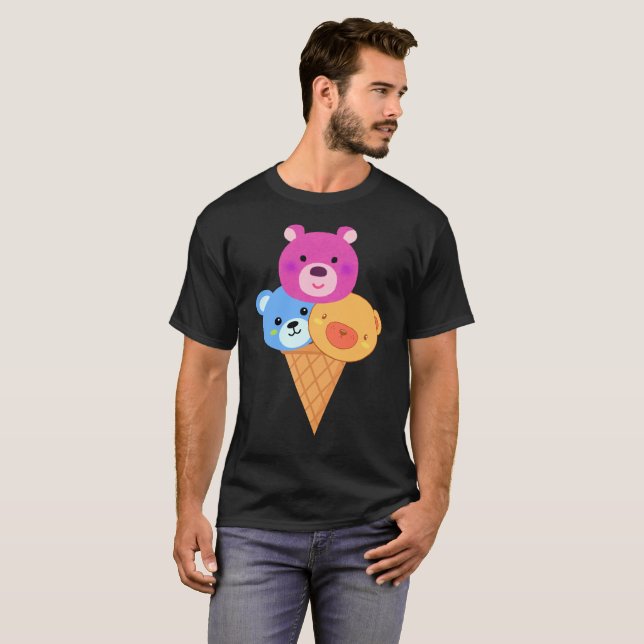 Bear Scoop Ice Cream Cone T-Shirt (Front Full)