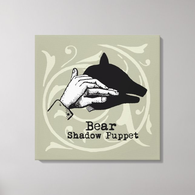 Bear Shadow Puppet Hand Vintage Canvas Print (Front)