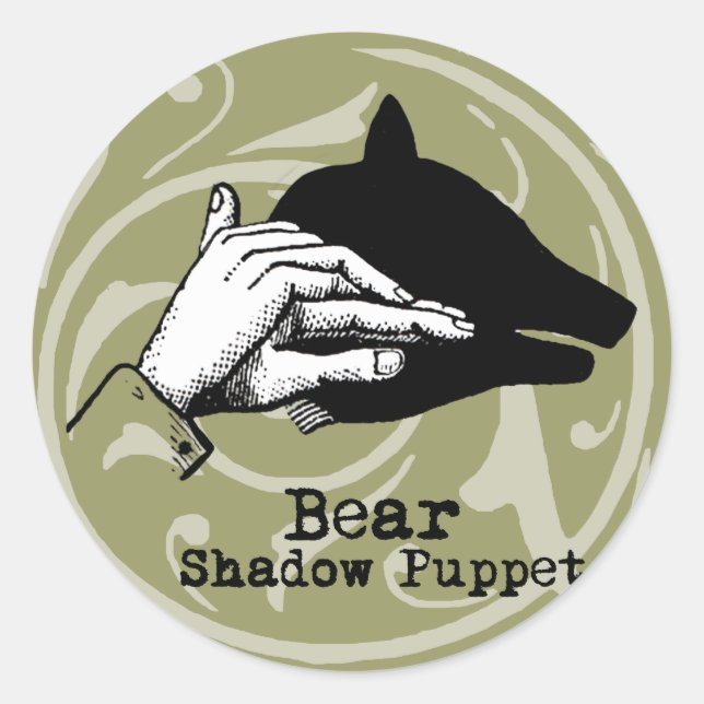 Bear Shadow Puppet Hand Vintage Classic Round Sticker (Front)