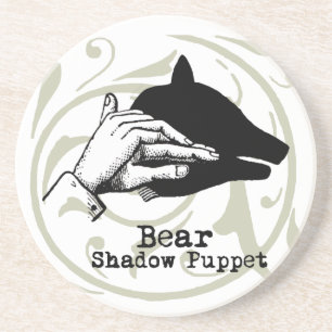 Bear Shadow Puppet Hand Vintage Coaster