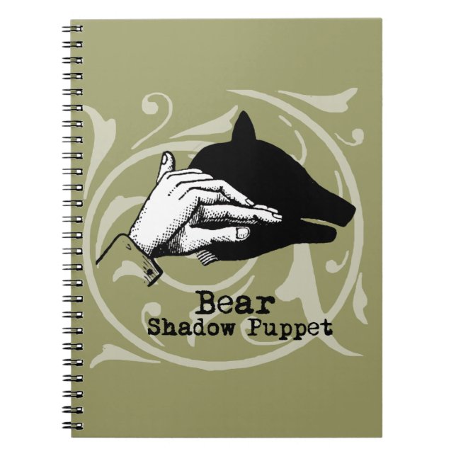 Bear Shadow Puppet Hand Vintage Notebook (Front)