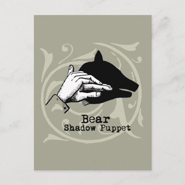 Bear Shadow Puppet Hand Vintage Postcard (Front)