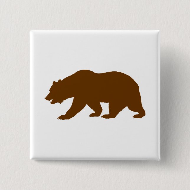 Bear Shape 2 Inch Square Button (Front)