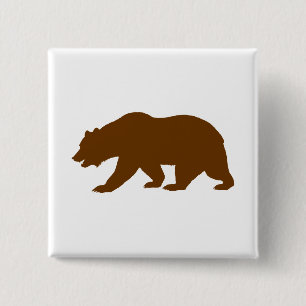 Bear Shape 2 Inch Square Button