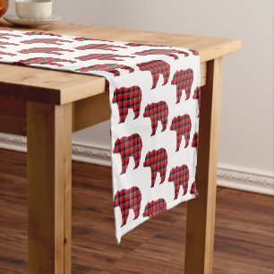 Bear Shaped Plaid Red Black Buffalo Table Runner