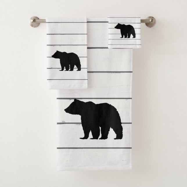 Bear Shiplap Pattern Bath Towel Set (Insitu)