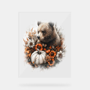 Bear Shirt Country Pumpkin Acrylic Sign