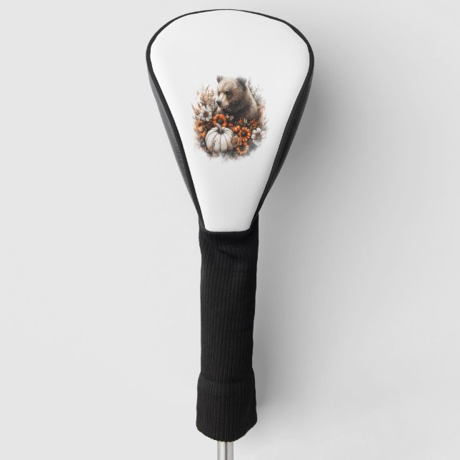 Bear Shirt Country Pumpkin Golf Head Cover (Front)