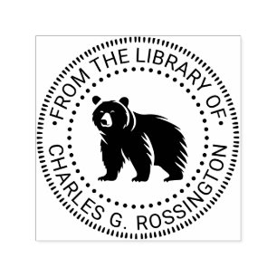 Bear Silhouette #3 Library Book Name Self-inking Stamp
