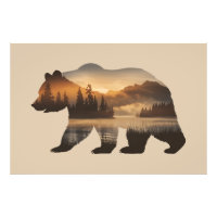 Bear Silhouette Design with Sunset View