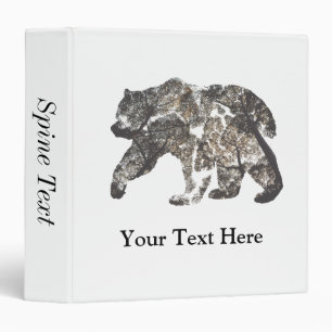 Bear Silhouette With Trees, Wild Nature Binder