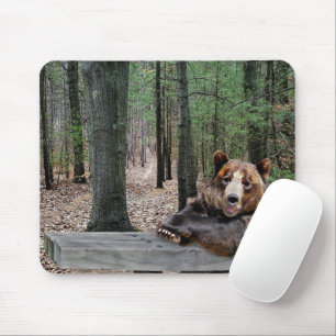 Bear Sitting At a Picnic Table Mouse Pad