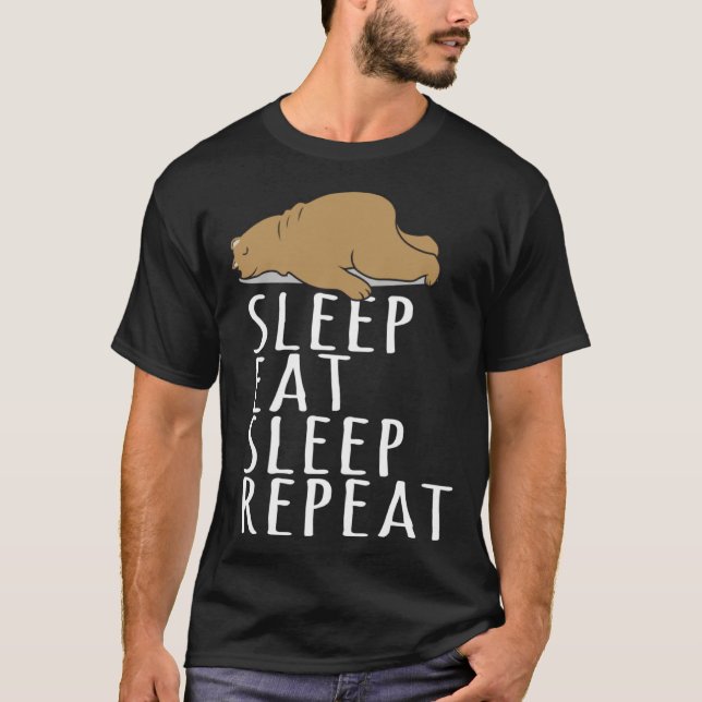 Bear Sleep Eat Repeat Slogan Nightdress T-Shirt (Front)