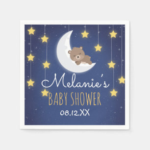 Bear Sleeping Love You The Moon Back Baby Shower  Napkin