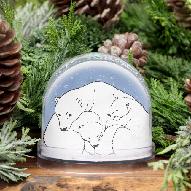 Bear Snow Globe Custom Polar Bear & Cubs Snowglobe (Winter)