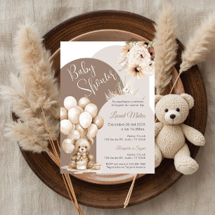 Bear Spanish Baby Shower Boy invitation