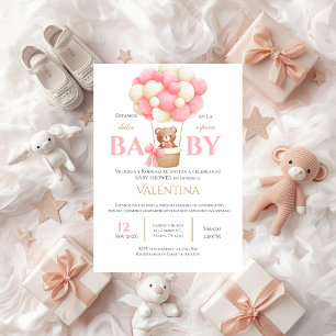 Bear Spanish Baby Shower Girl invitation