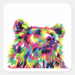 Bear Spirit Animal Pop Art Square Sticker