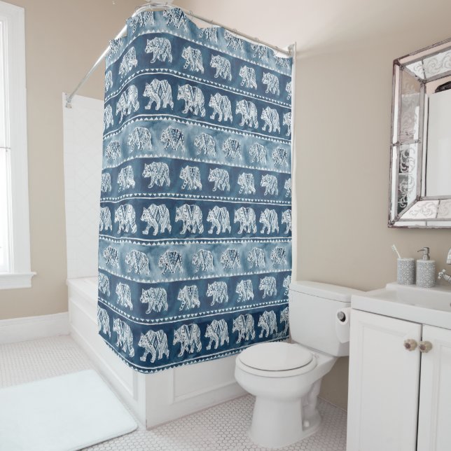 BEAR SPIRIT Navy Boho Tribal Pattern (In Situ)