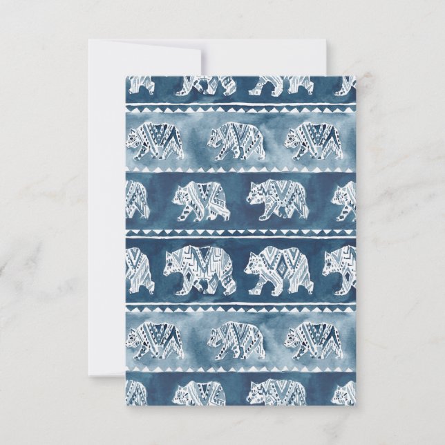 BEAR SPIRIT Navy Boho Tribal Pattern Note (Front)