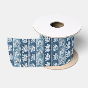 BEAR SPIRIT Navy Boho Tribal Pattern Satin Ribbon