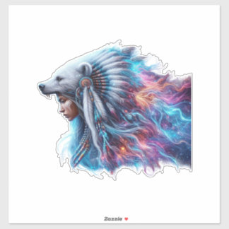 Bear Spirit Warrior Custom-Cut Vinyl Sticker